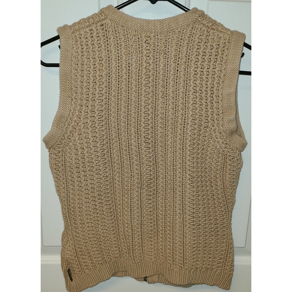 Woolrich Woman's Sz Sm Full Zip Brown Cable Knit Sweater Vest Brown Grandmacore - Picture 5 of 8